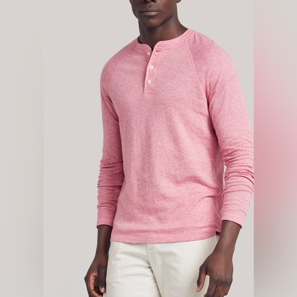 Faherty Faded Red Cloud Soft Henley Shirt M